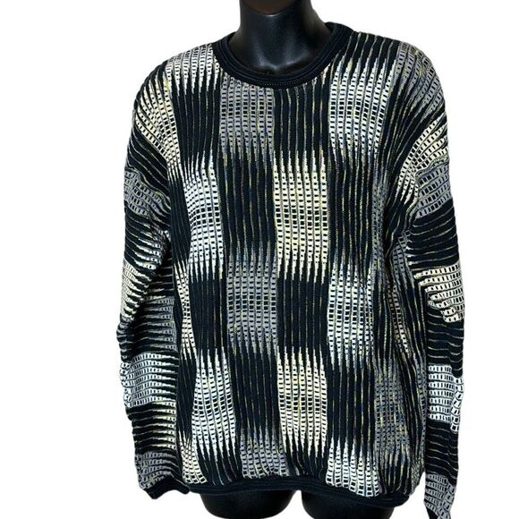 Tundra wavy 3D knit textured grandpa sweater Cosby biggie abstract medium - Picture 1 of 6